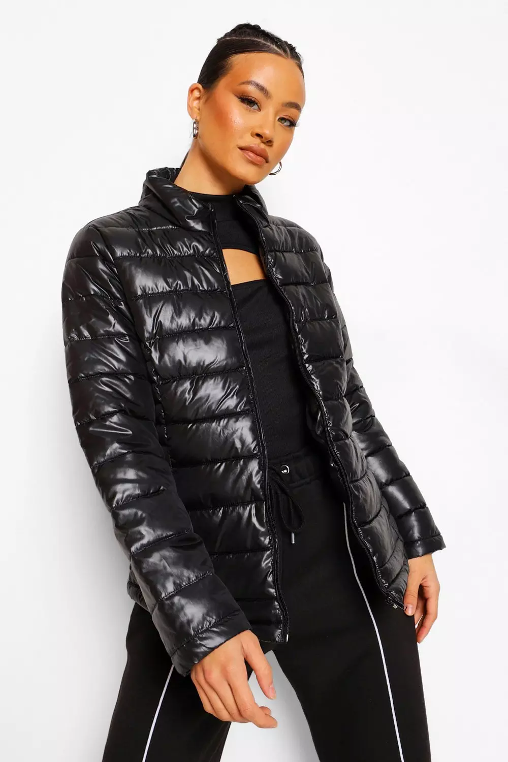 Black fitted 2024 puffer jacket