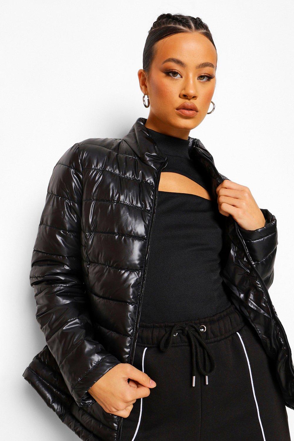 Fitted black puffer on sale jacket