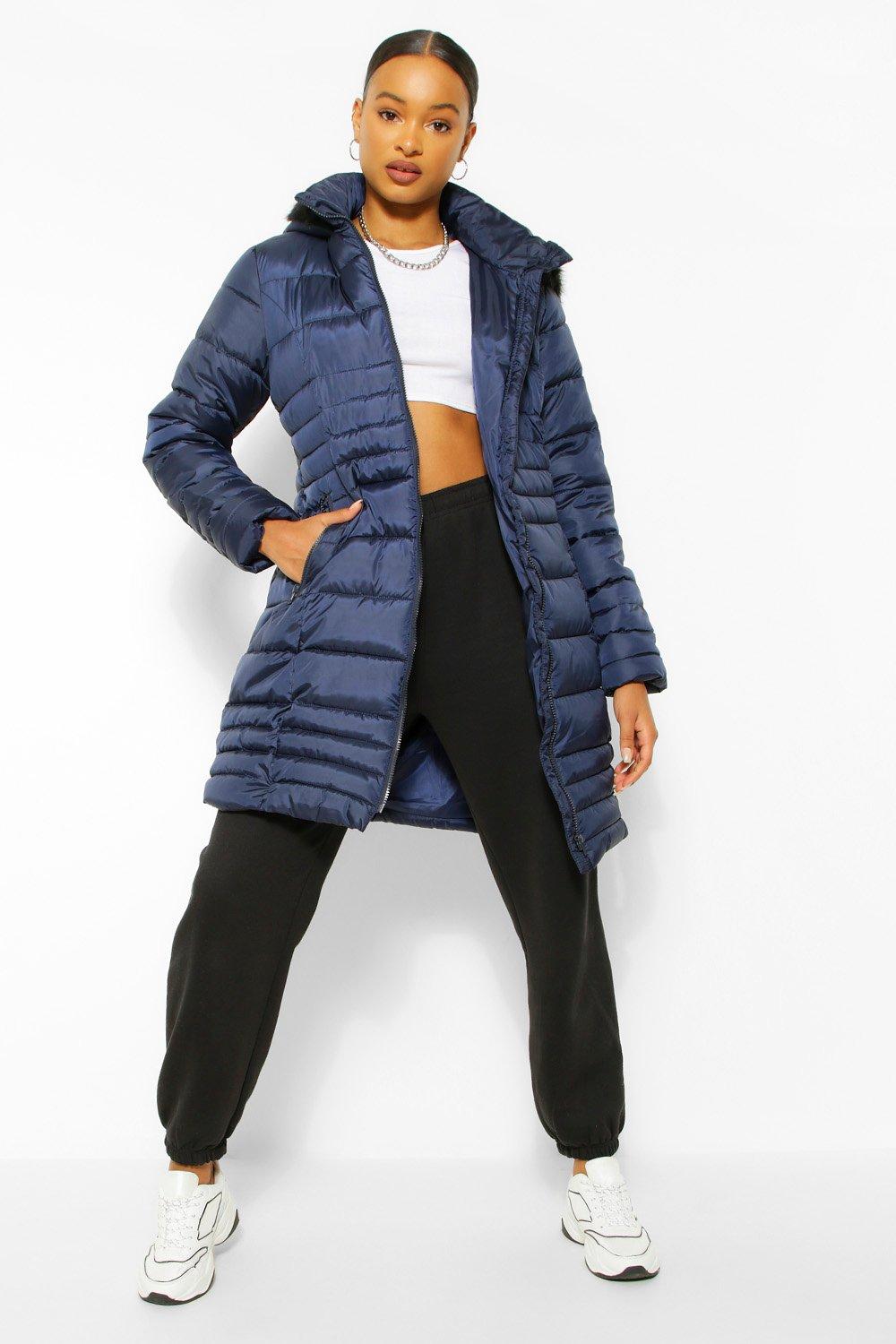 navy longline puffer jacket