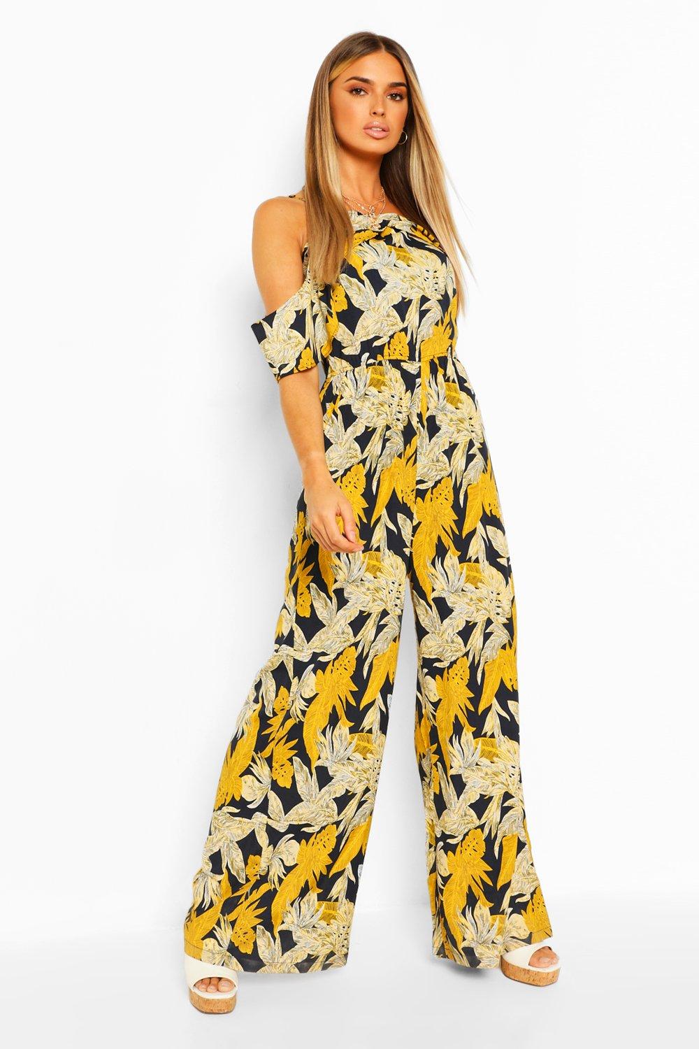 yellow jumpsuit boohoo