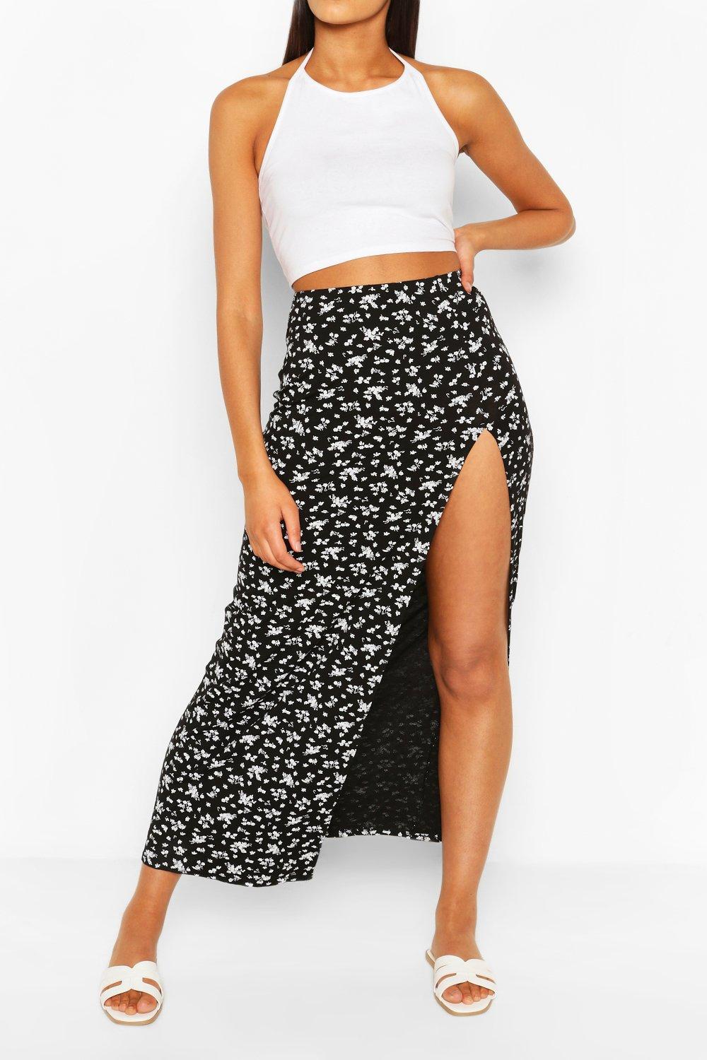 floral maxi skirt with split