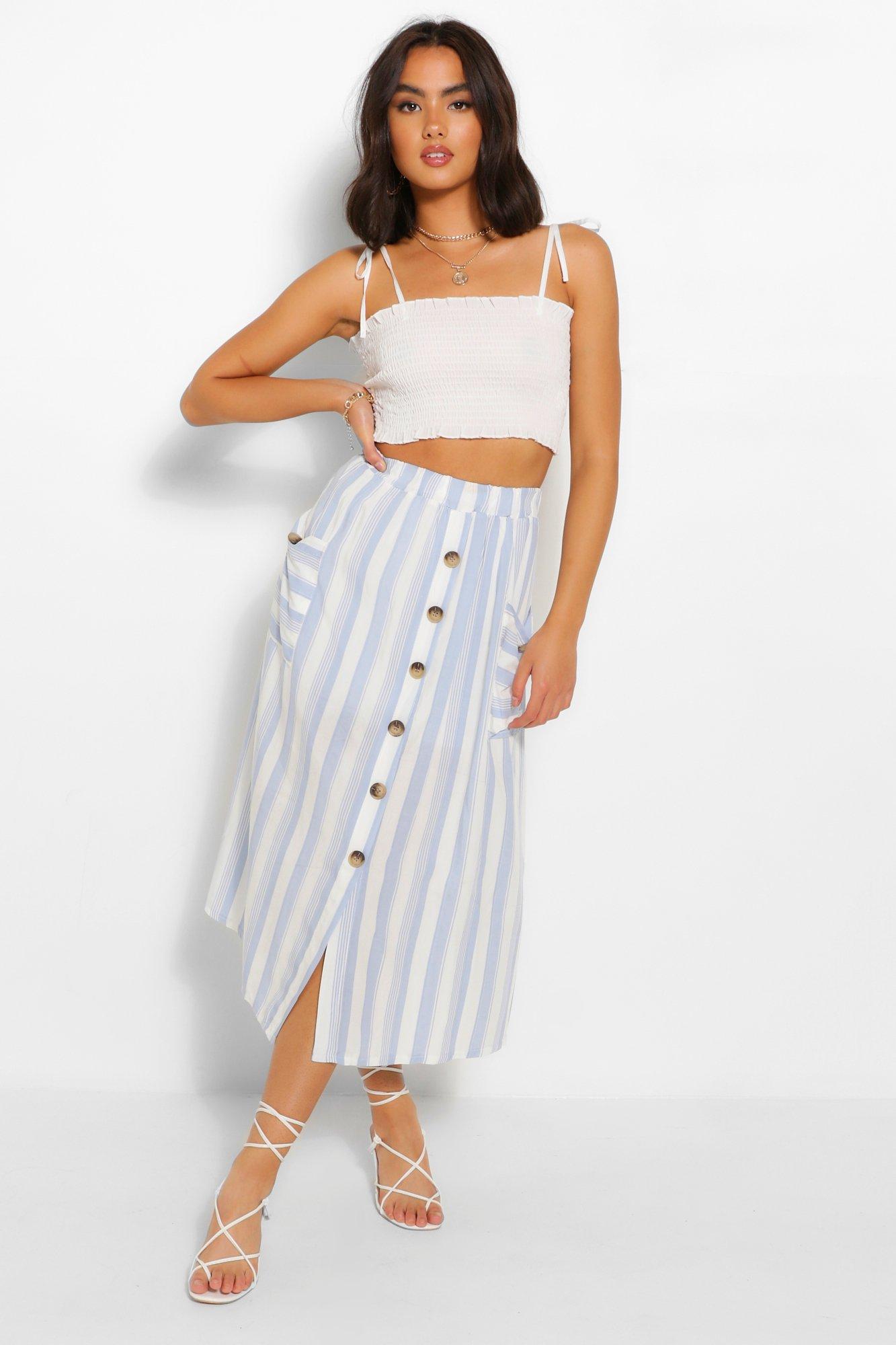 Button front 2025 striped skirt