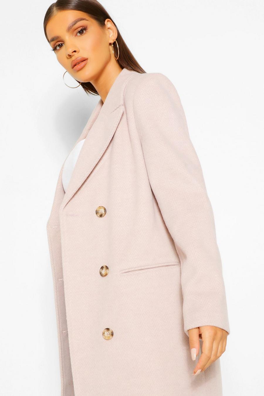 Lilac Double Breasted Brushed Luxe Wool Look Coat image number 1