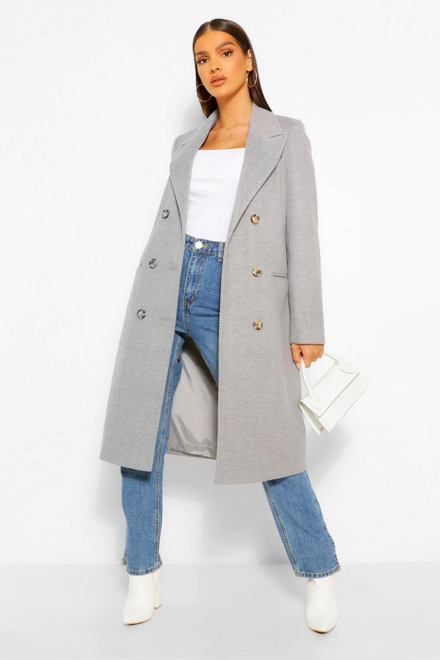 Double Breasted Brushed Luxe Wool Look Coat | boohoo