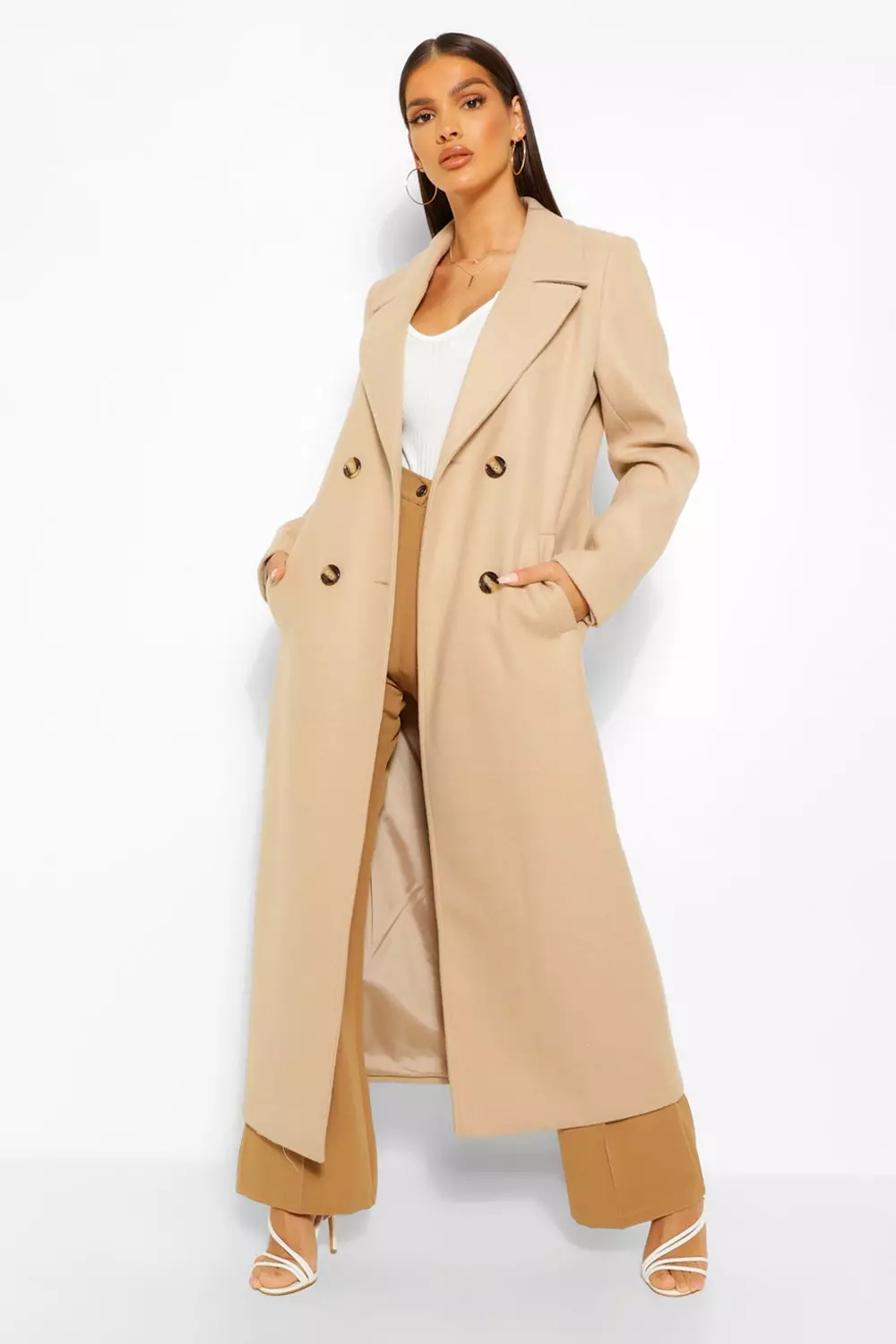 Double breasted coat new on sale look