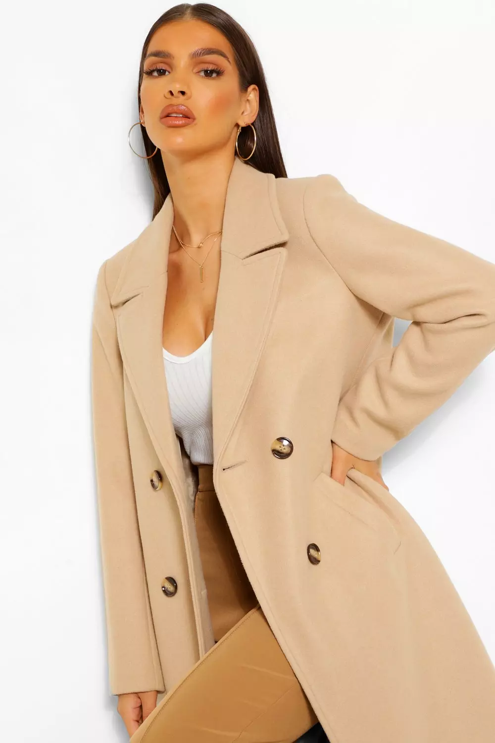 Boohoo double shop breasted coat