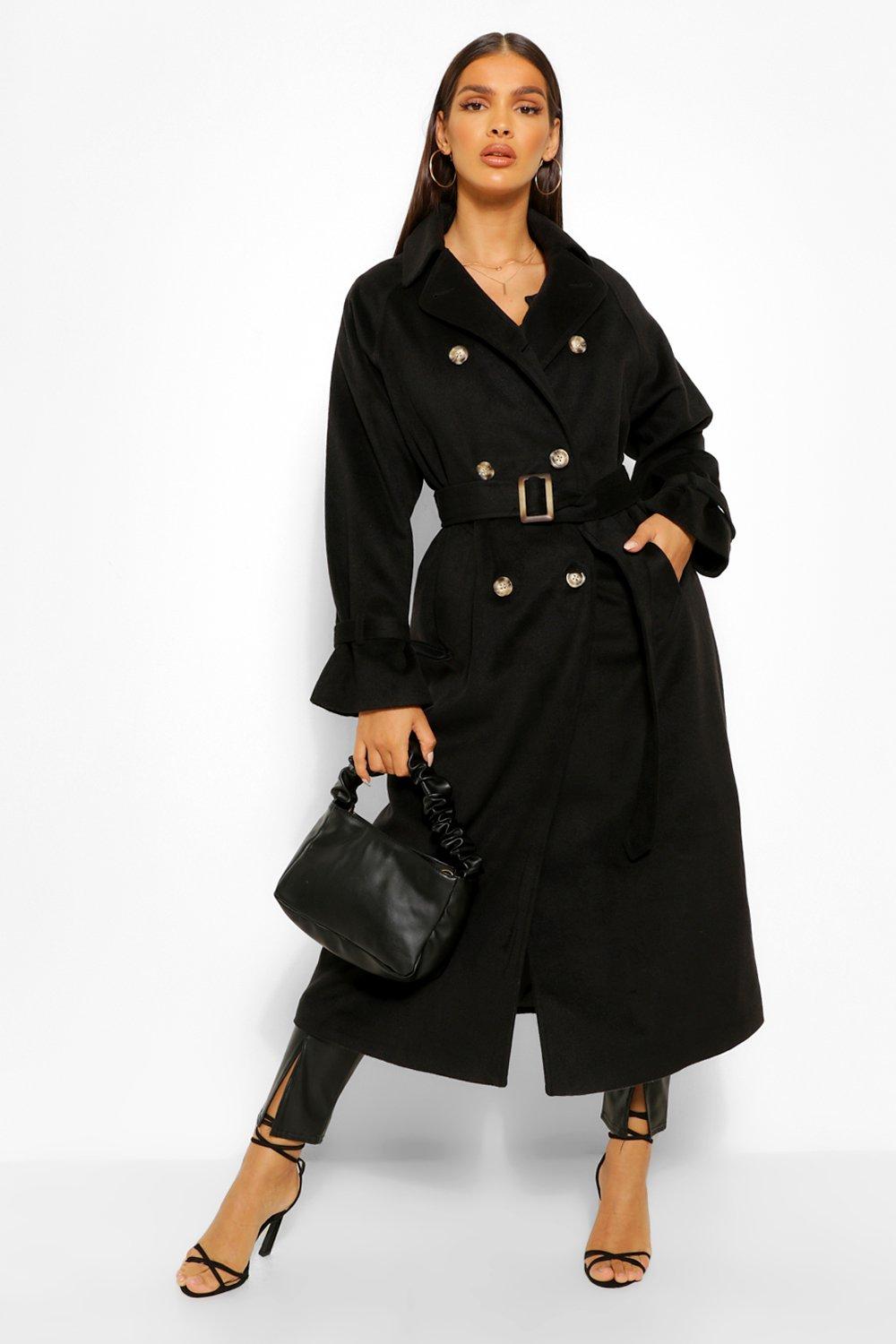 black belted wool coat womens