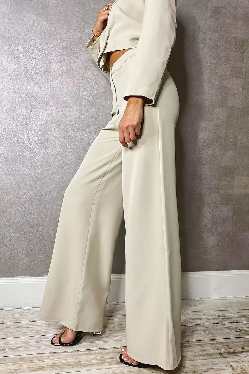 Woven Tailored High Waisted Wide Leg Trousers