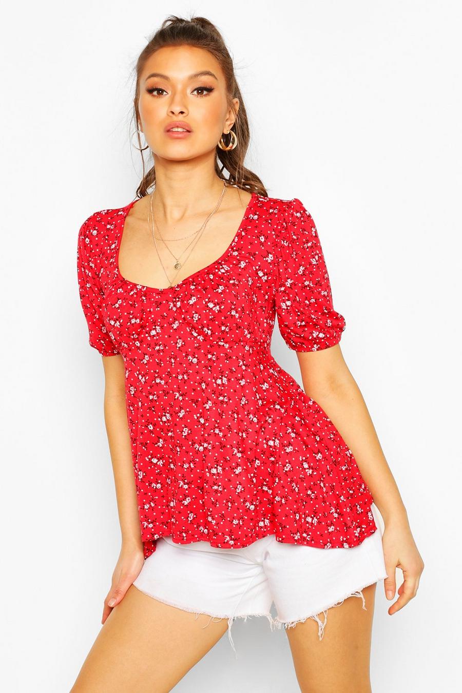 Ditsy Floral Puff Sleeve Smock Top image number 1