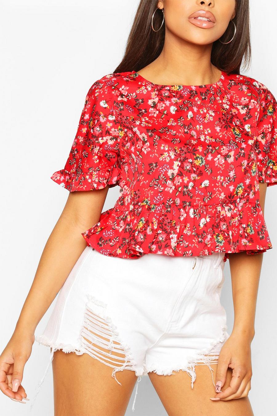 Ditsy Floral Ruffle Sleeve Smock Top image number 1