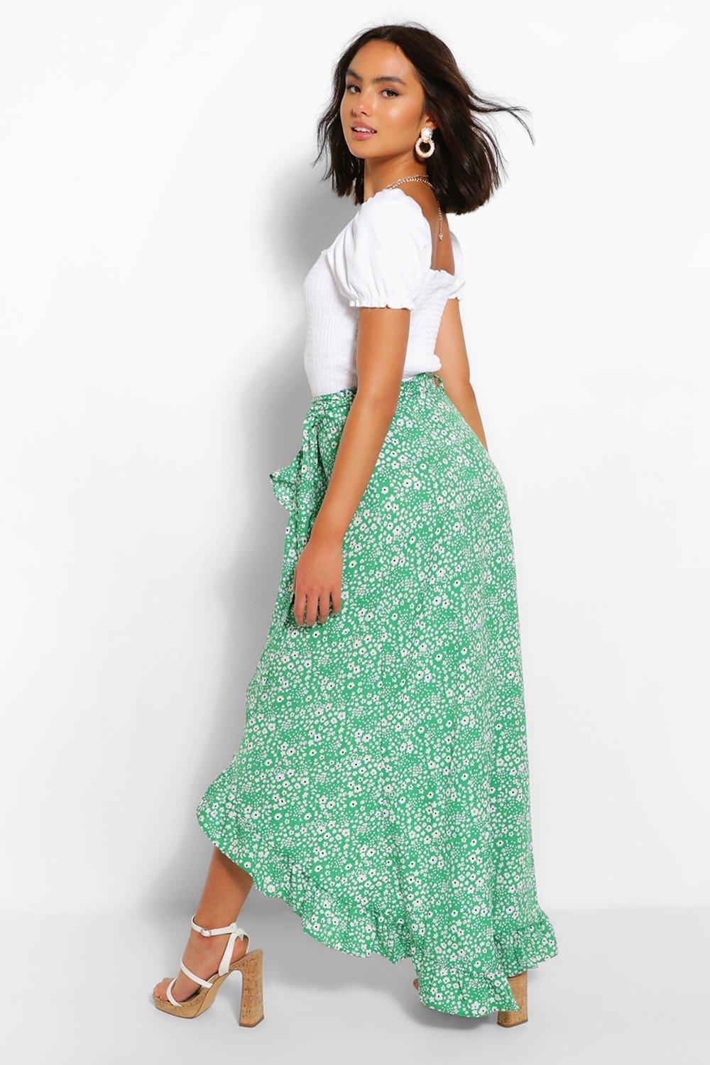 Long floral shop ruffle skirt