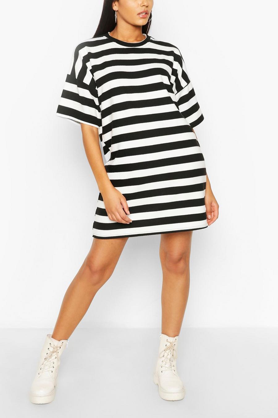 Black Stripe Oversized T-shirt Dress image number 1