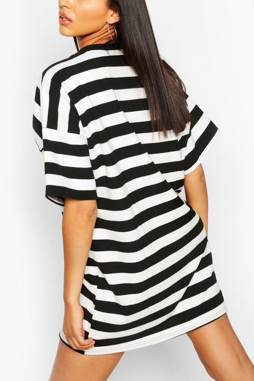 Stripe Oversized T-shirt Dress | boohoo