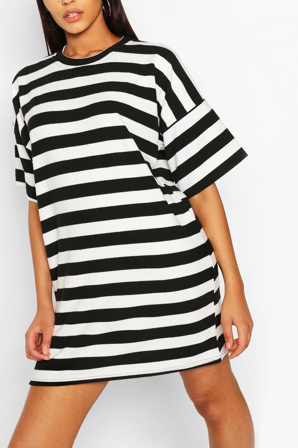 Grey striped oversized hot sale t shirt dress