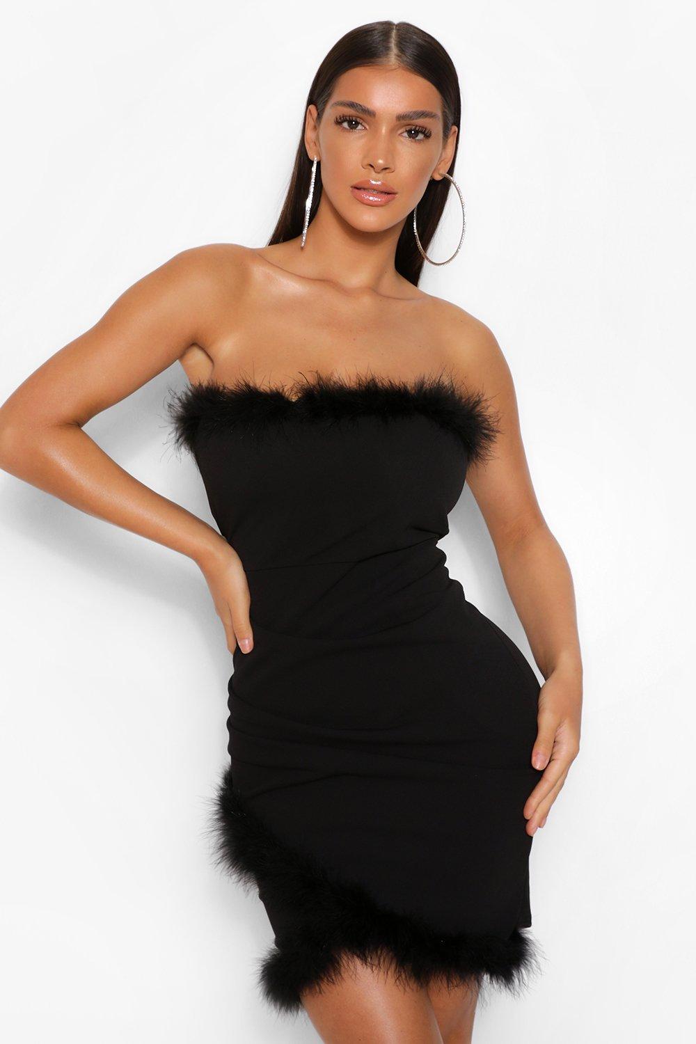 boohoo feather dress