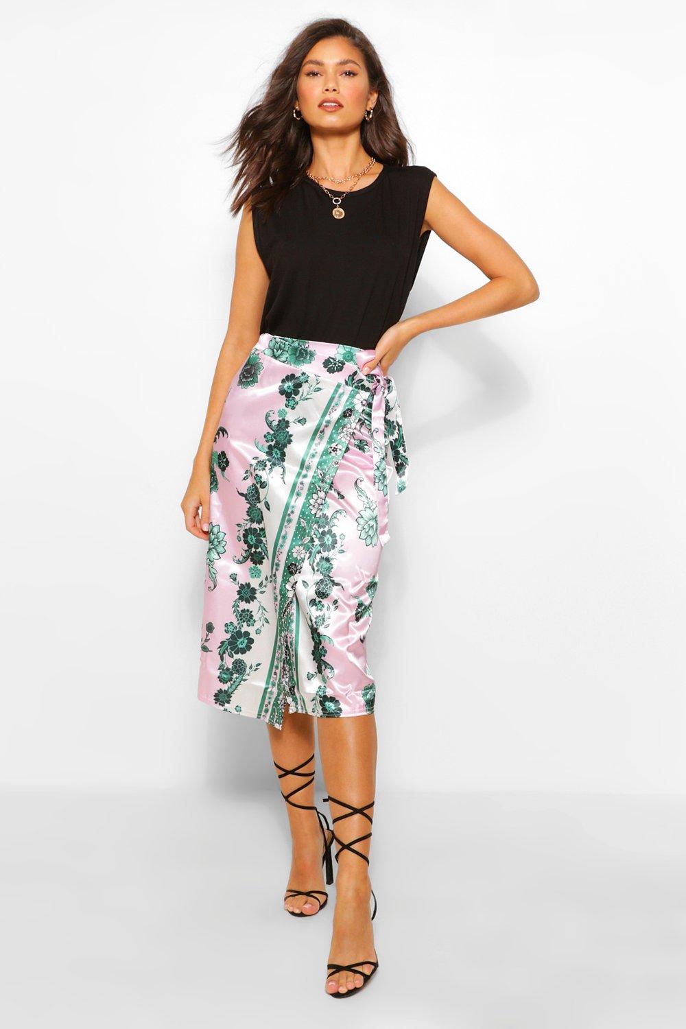 Scarf Print Asymmetrical Midi Skirt - Women - Ready-to-Wear