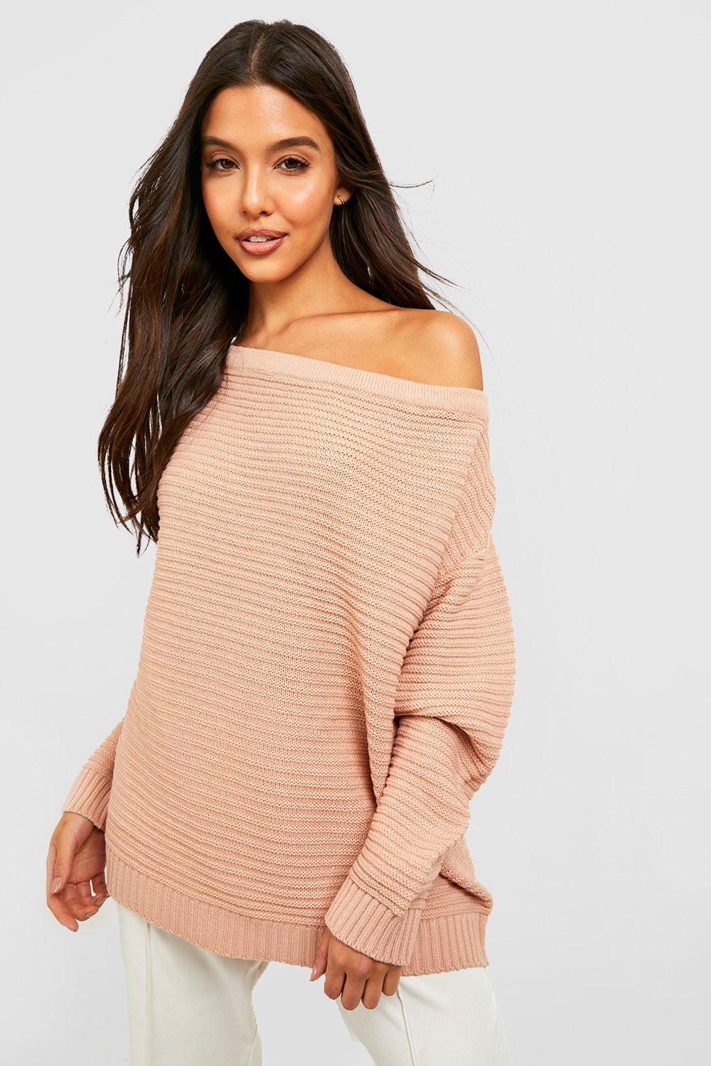 Ripple Stitch Boat Neck Sweater | boohoo