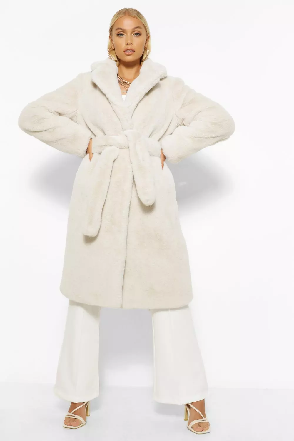 Faux fur 2025 robe coat