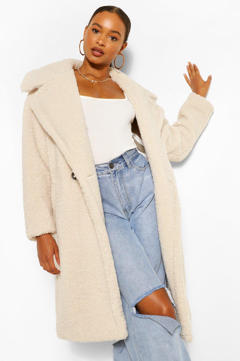 Boohoo teddy faux fur sale coat