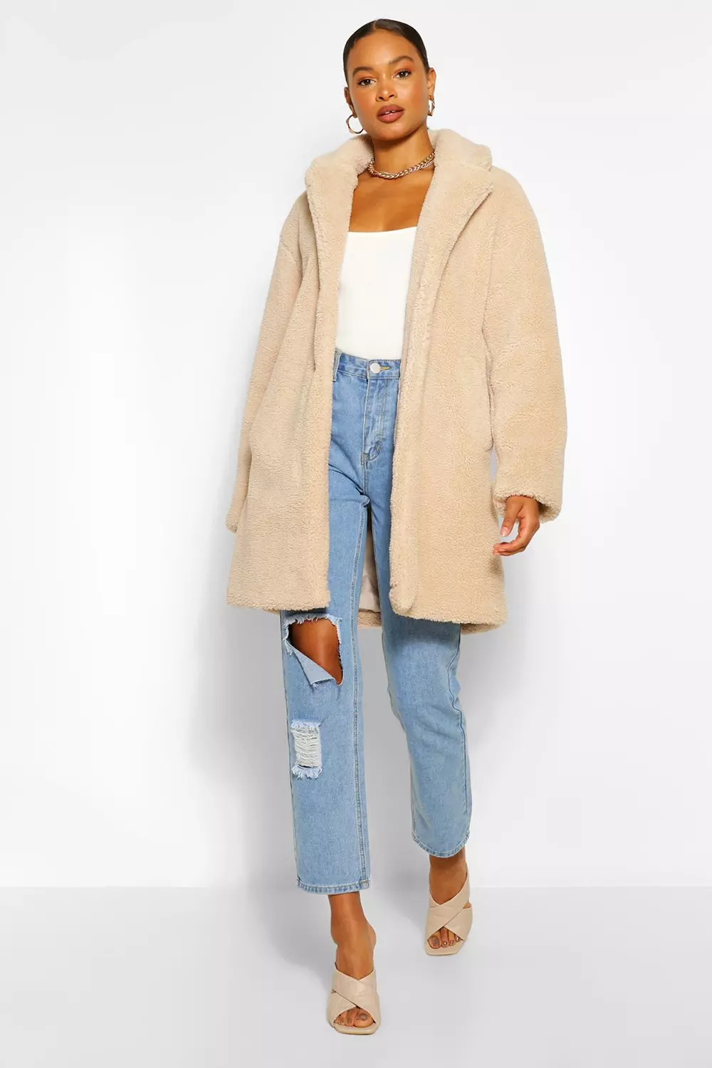 Boohoo teddy faux fur coat hotsell