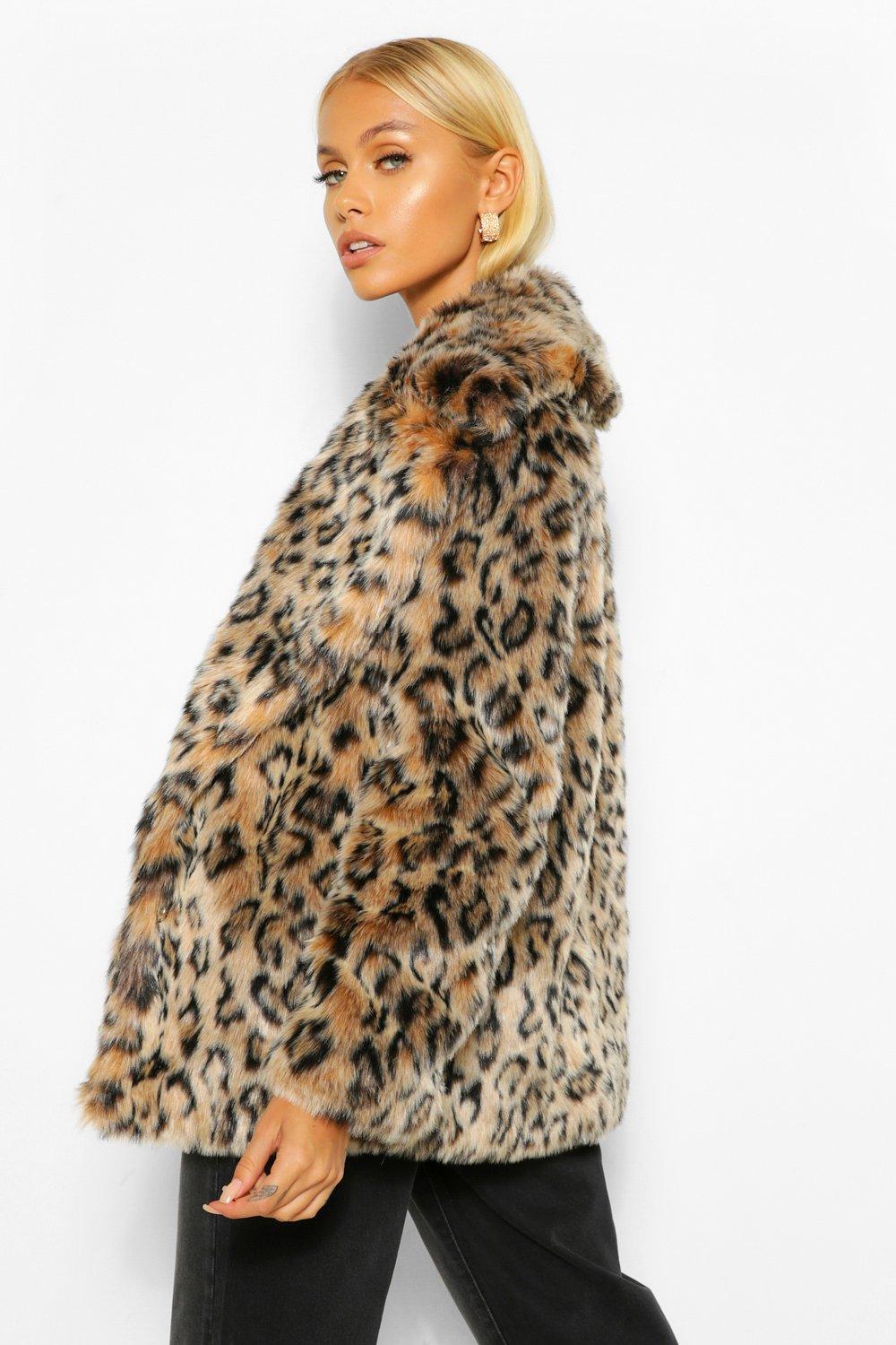 Boohoo Plus Textured Faux Fur Jacket in Natural