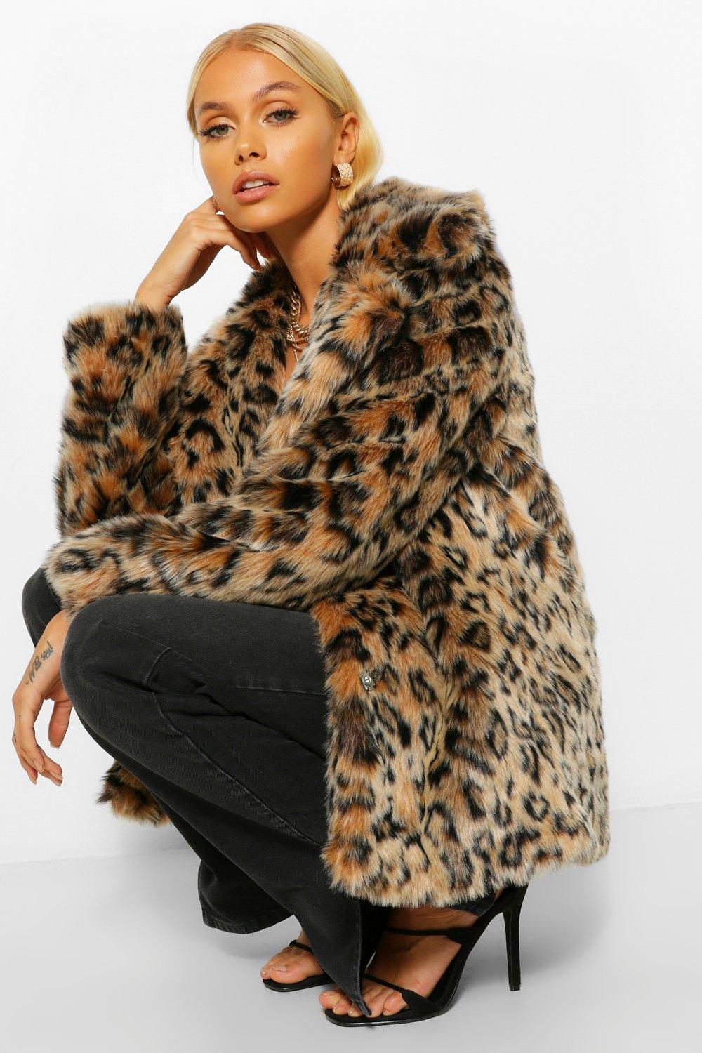 Boohoo Plus Textured Faux Fur Jacket in Natural