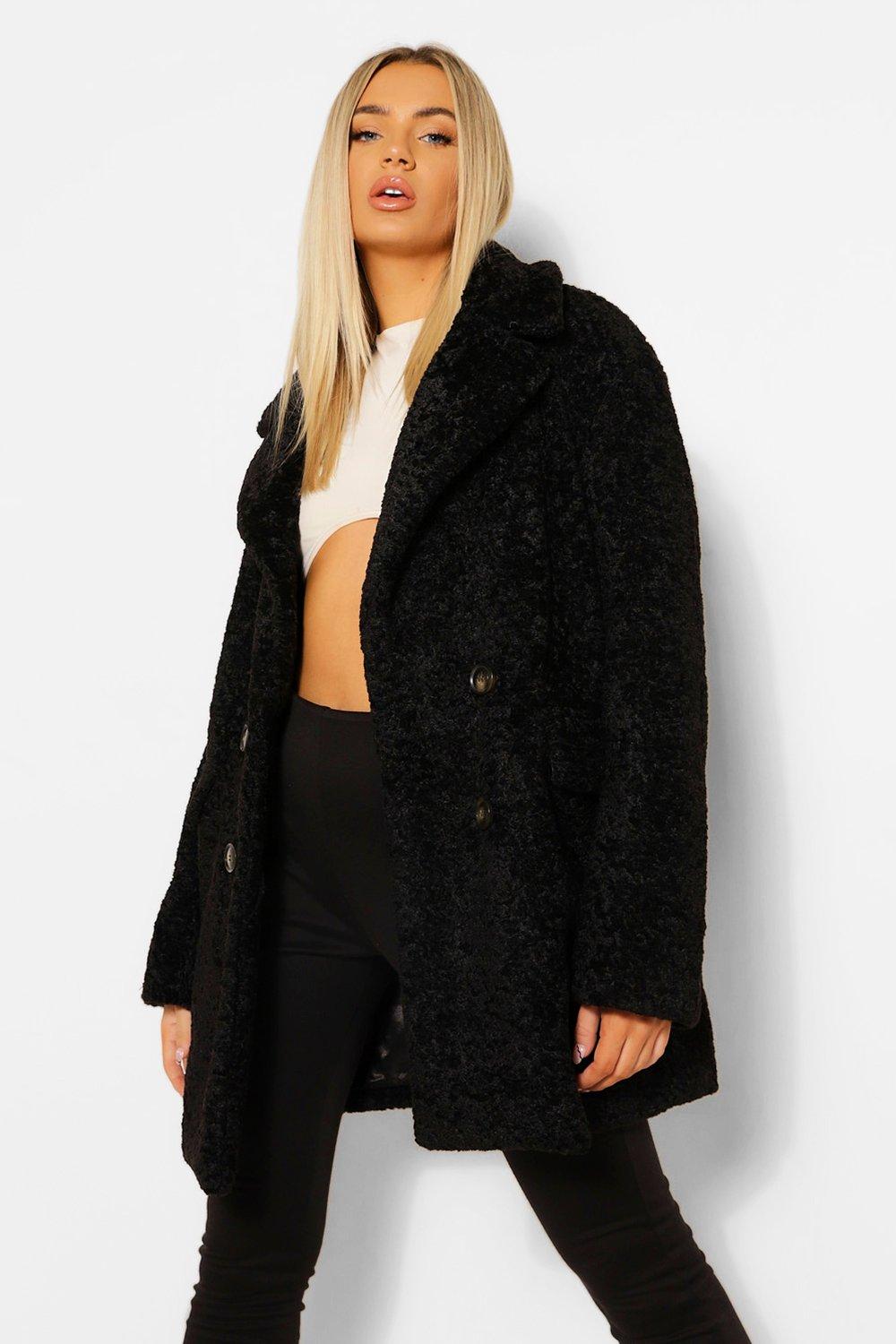 Luxurioser Texturierter Teddy Mantel Boohoo