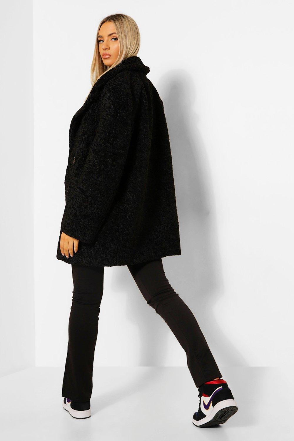 Boohoo black teddy on sale coat