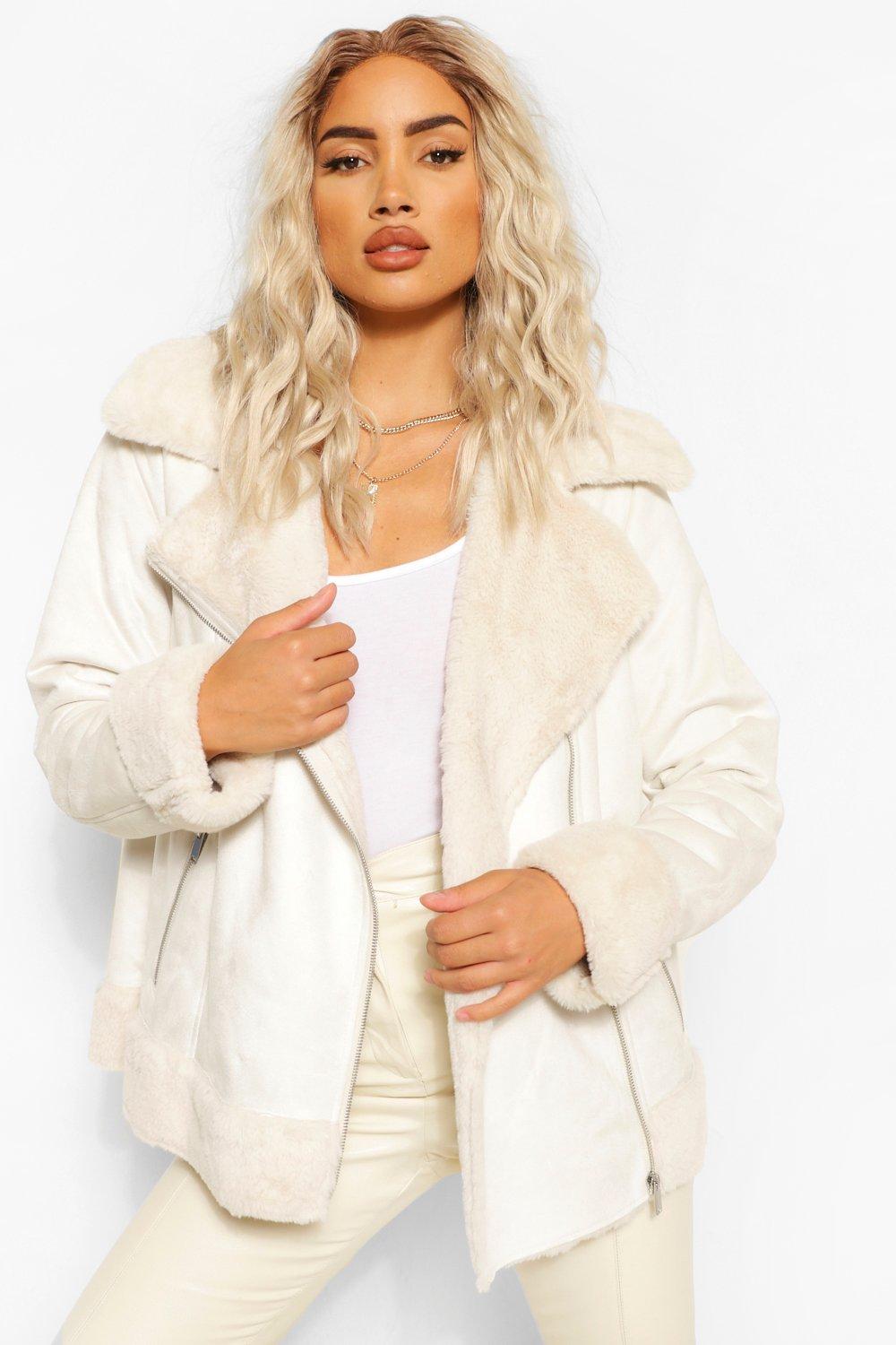 Women's Suedette Faux Fur Lined Aviator | Boohoo UK