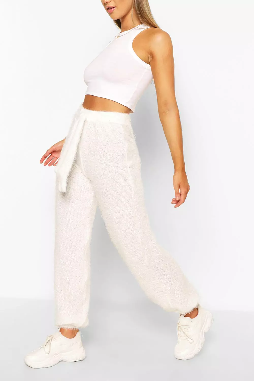 White best sale fluffy joggers