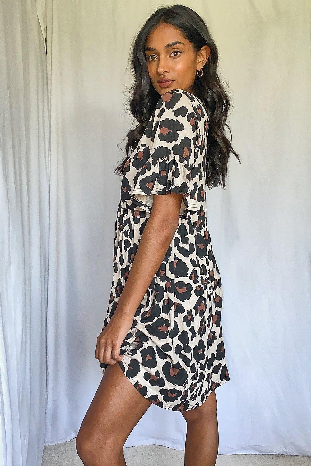 boohoo leopard print smock dress