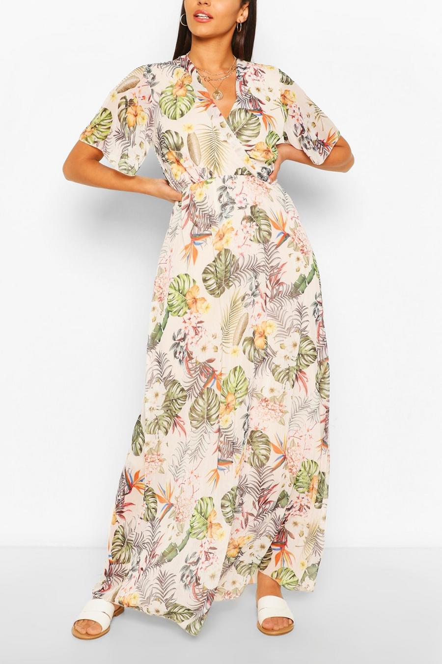 Tropical Print Wrap Front Maxi Dress image number 1