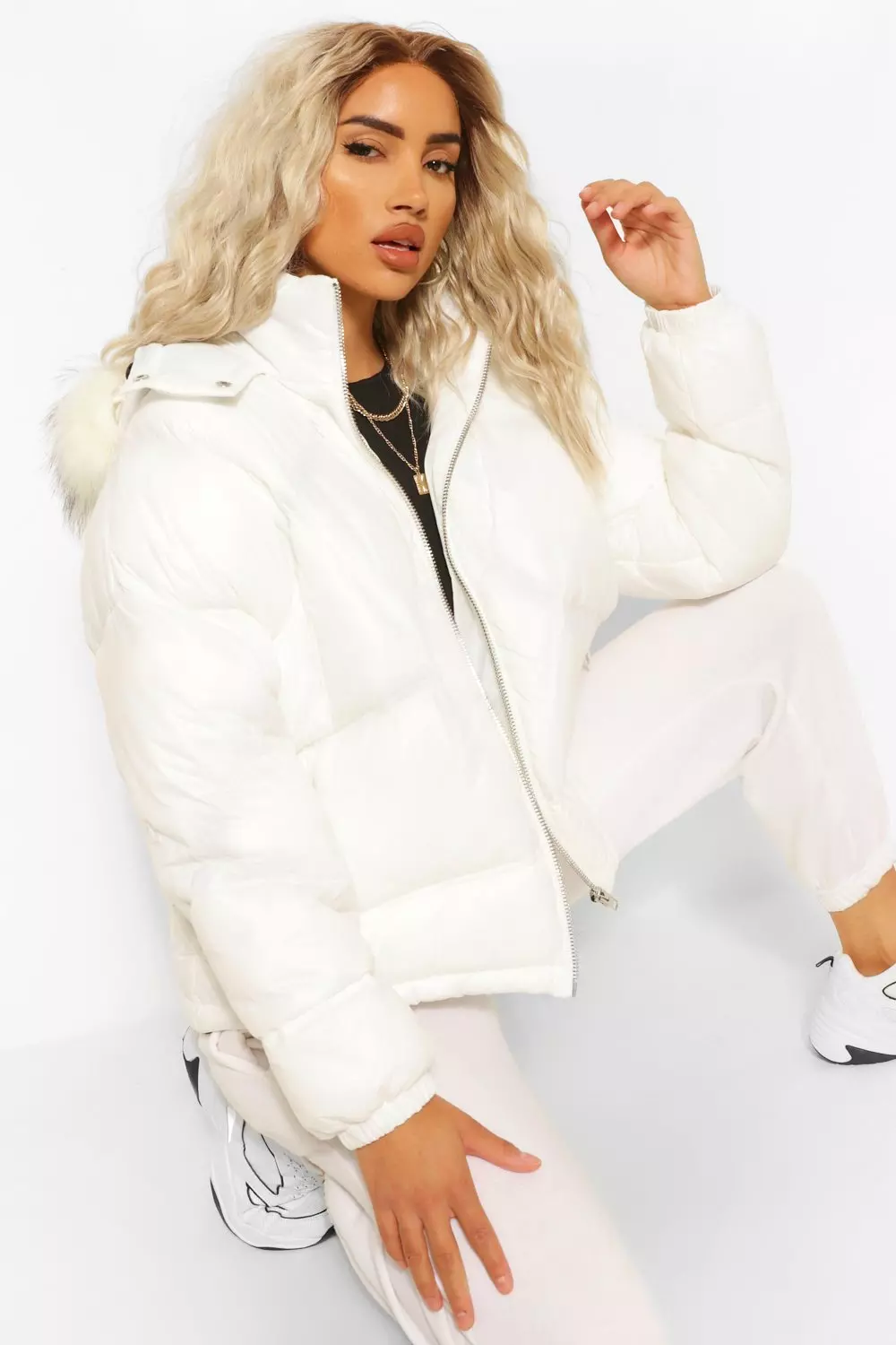 Boohoo white outlet coat