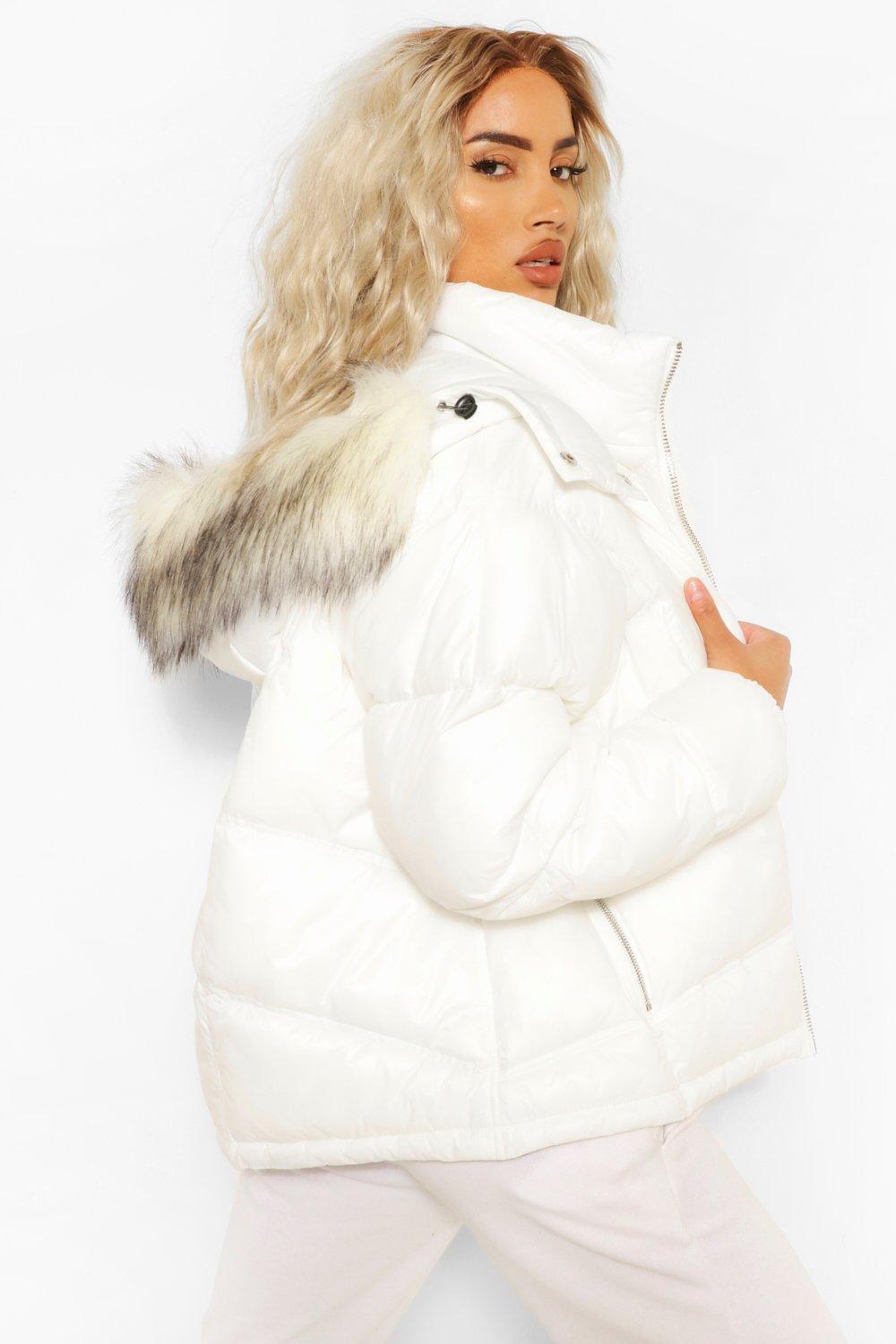 Doudoune matelasse a fausse fourrure boohoo FR