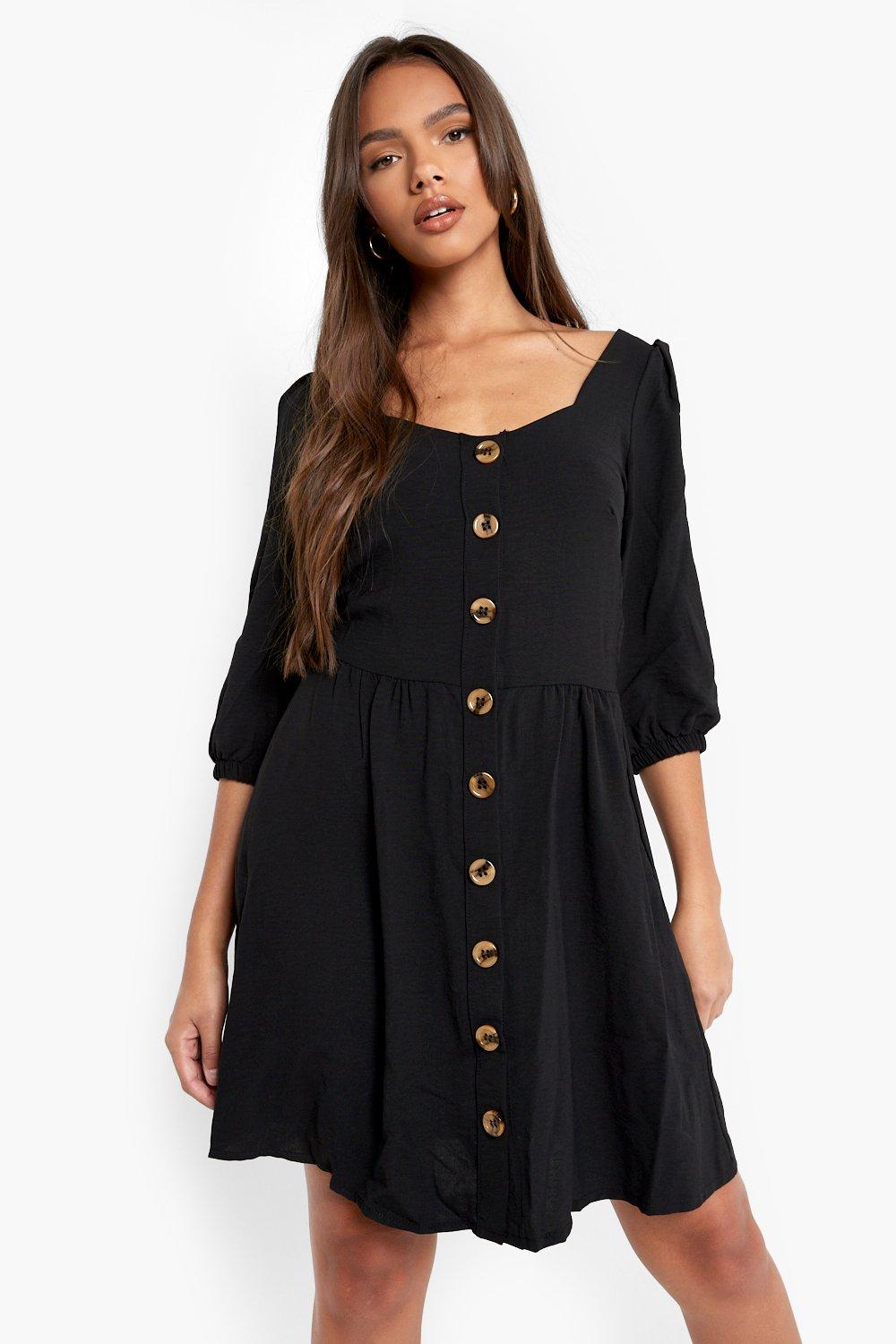 black linen long sleeve dress