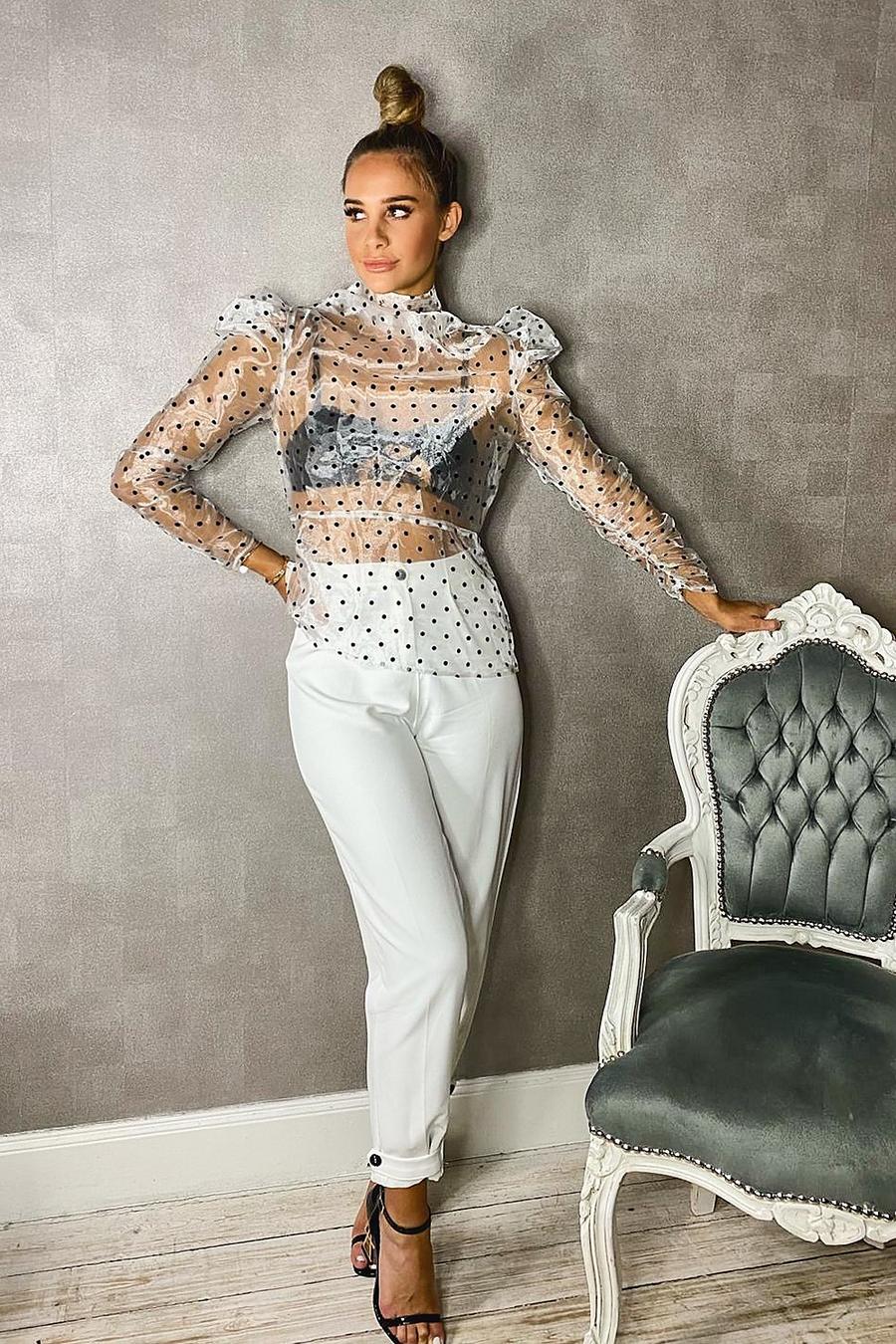 Ivory Woven Button Front Tailored Trousers image number 1