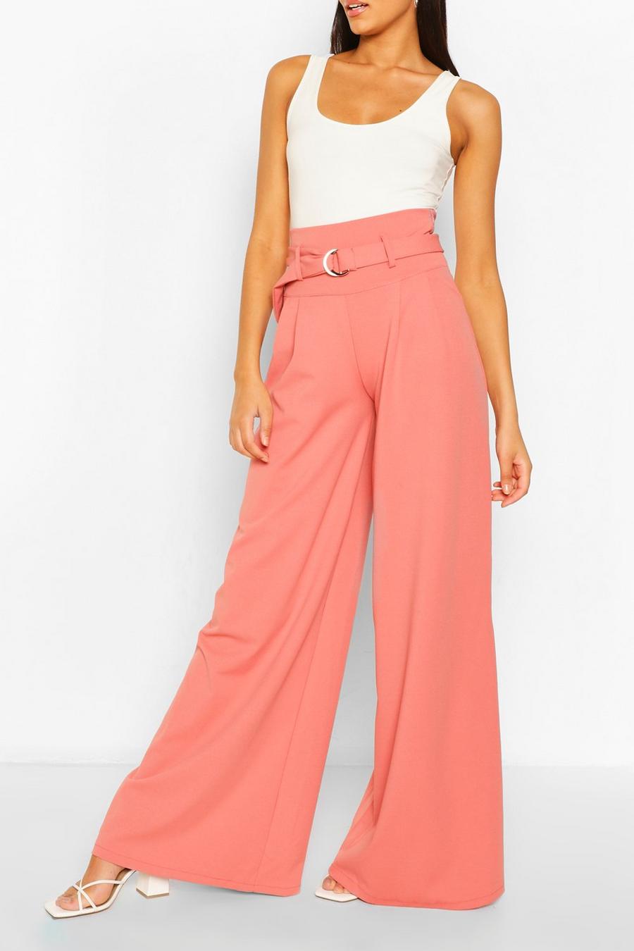 Rose Belted Deep Waist Extreme Wide Leg Trousers image number 1