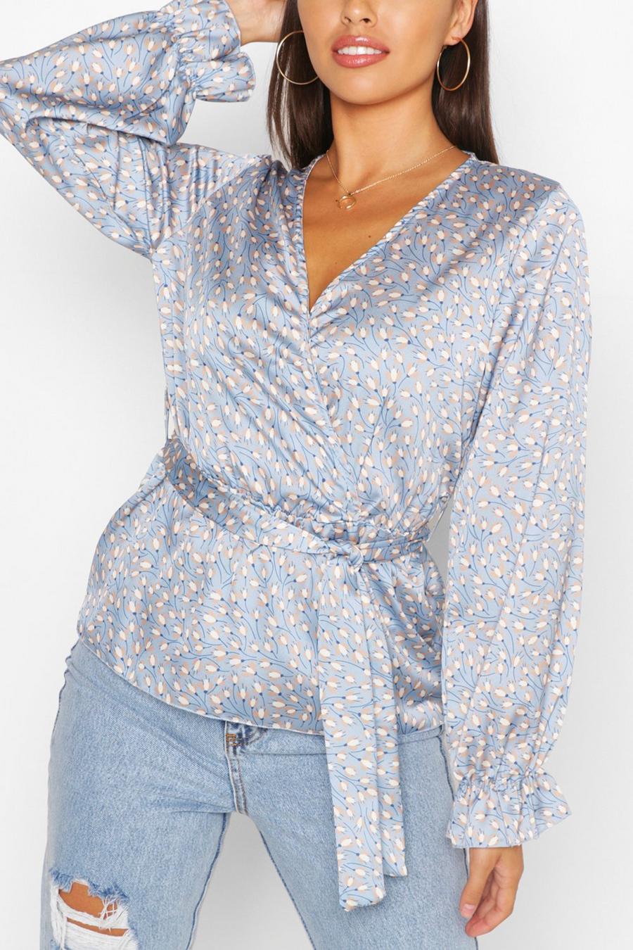 Woven Printed Wrap Blouse image number 1