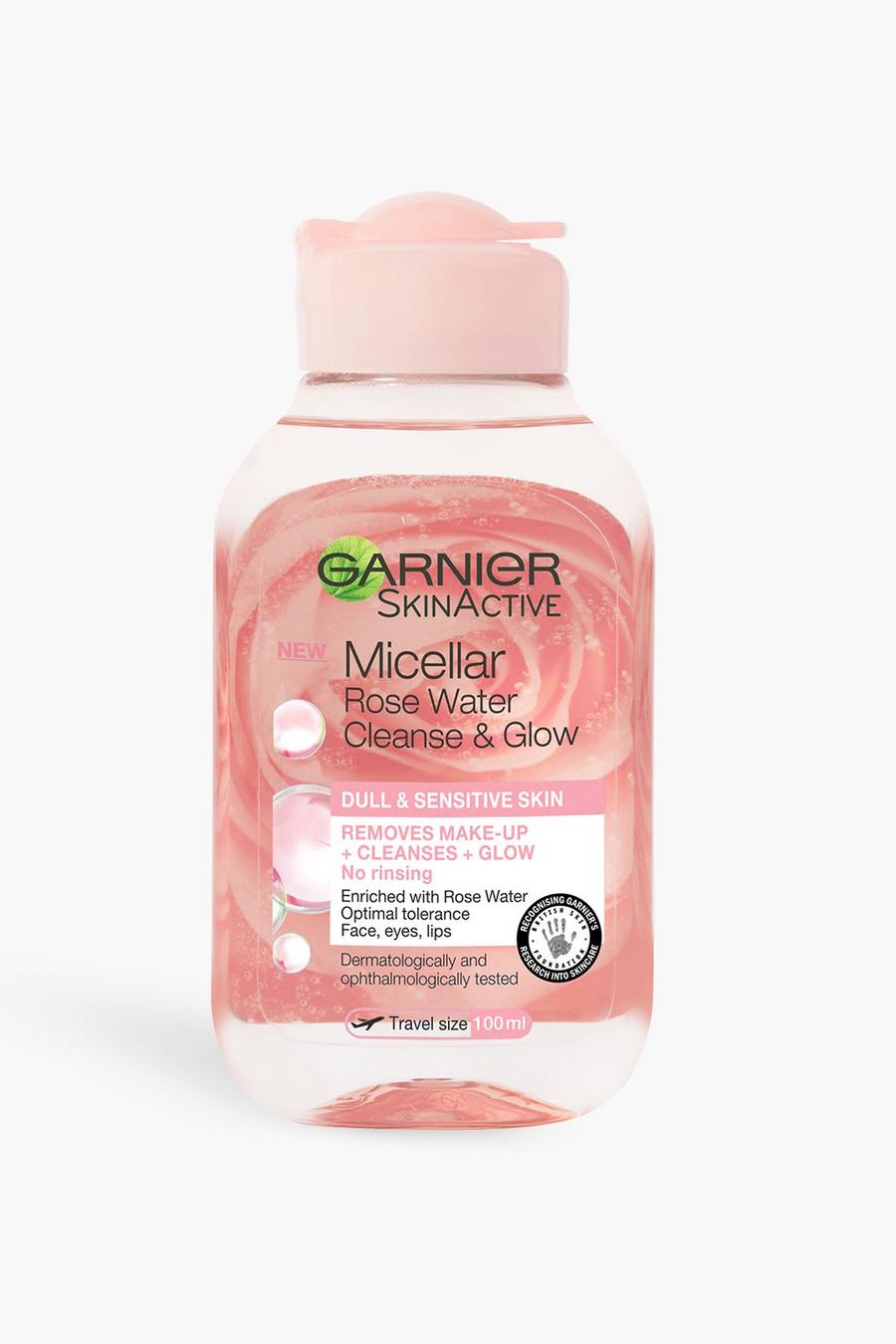 Pink Garnier Micellar Rose Cleansing Water For Dull Skin 100ml, Glow Boosting Face Cleanser & Makeup Remover, Travel Size image number 1