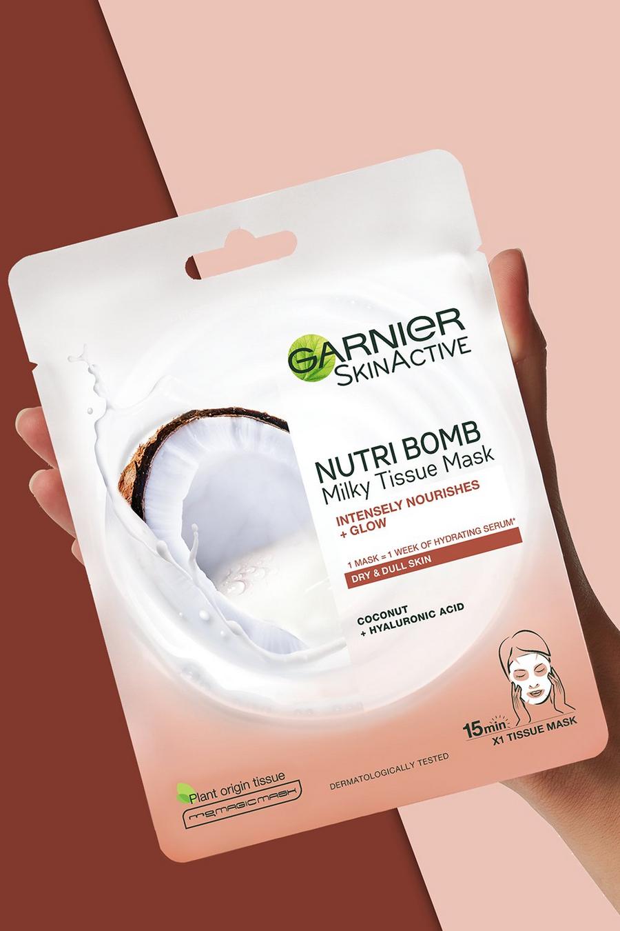 Masque feuille pour le visage à la noix de coco Garnier Nutri Bomb, Blanc image number 1