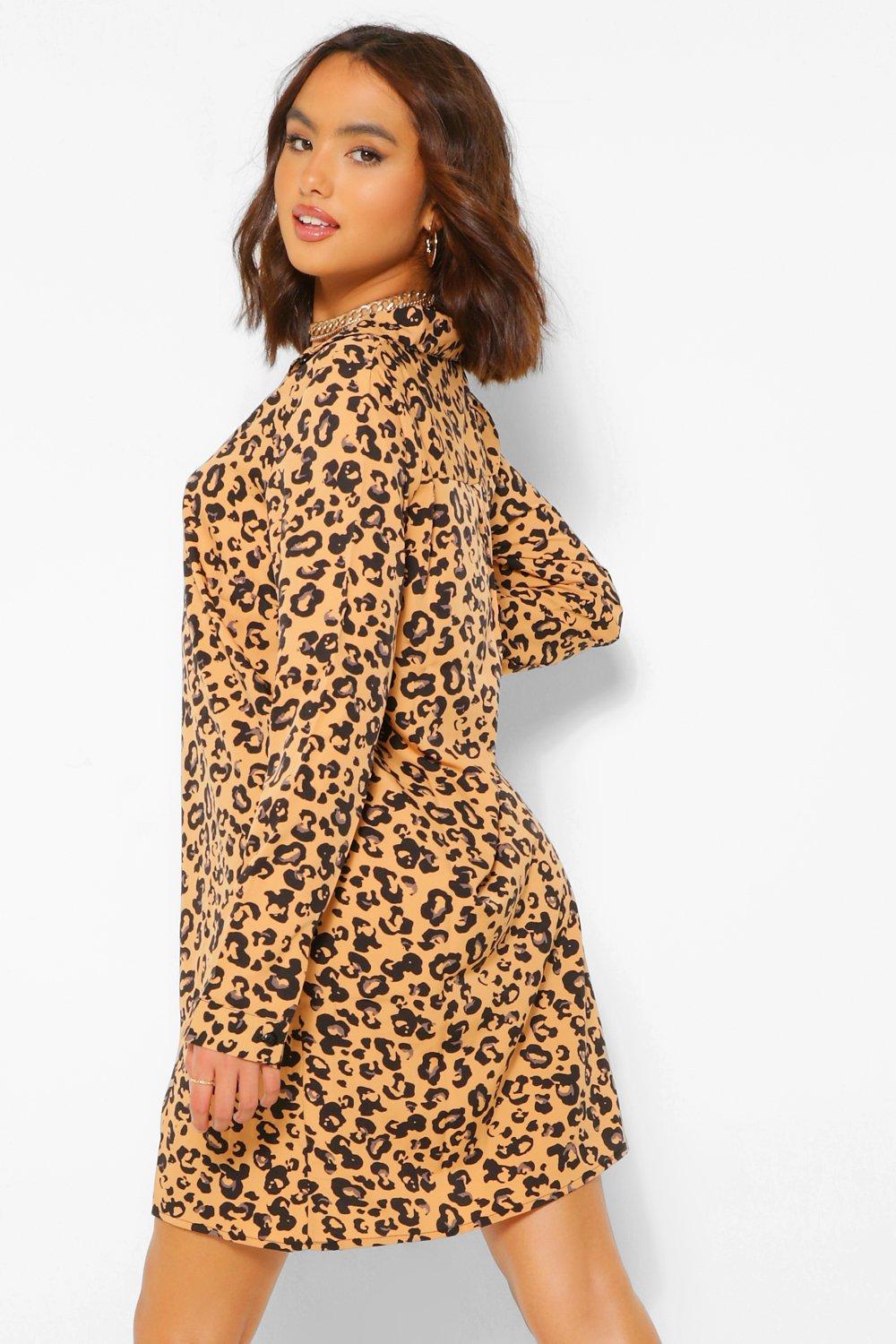 Boohoo animal print outlet shirt dress