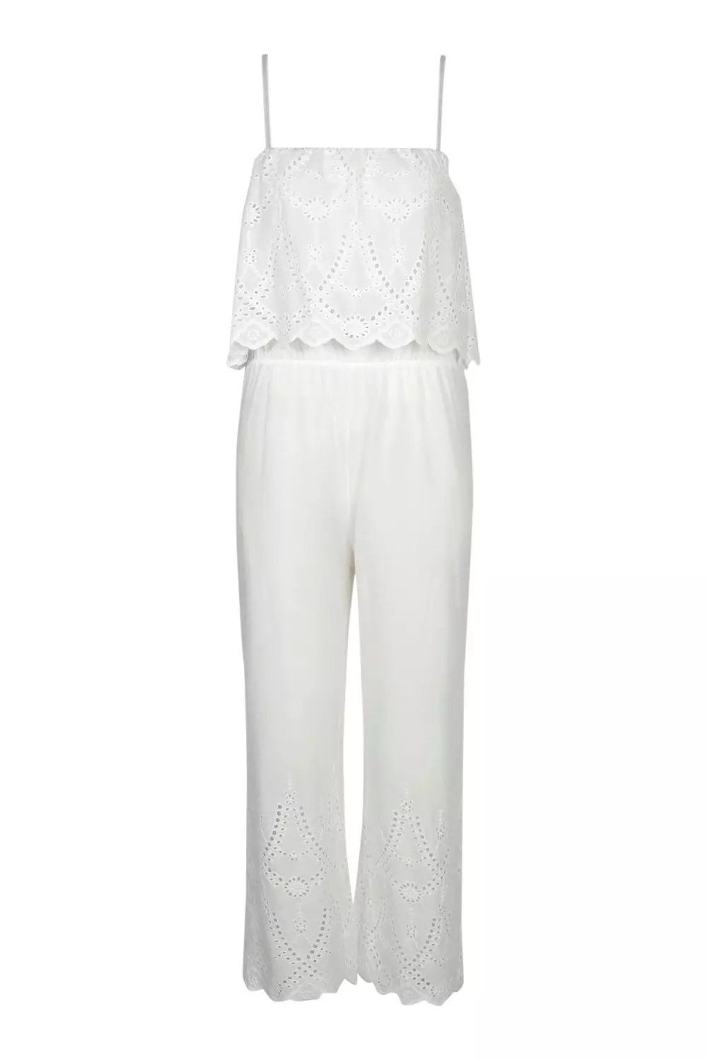 White Broderie Bardot Overlayer Jumpsuit alternative image