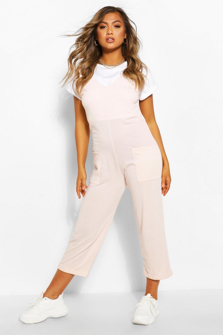 Crystal pink Soft Loopback Slouch Dungaree With Pockets image number 1