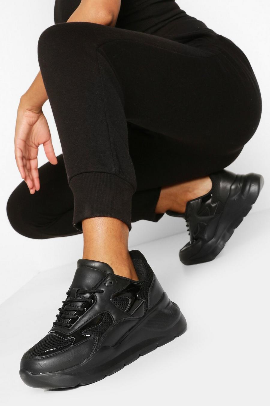 Black Chunky sneakers med platåsula image number 1