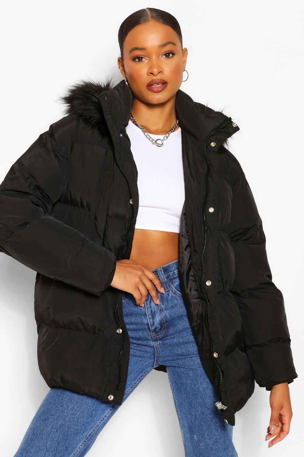 Mid length clearance black puffer coat