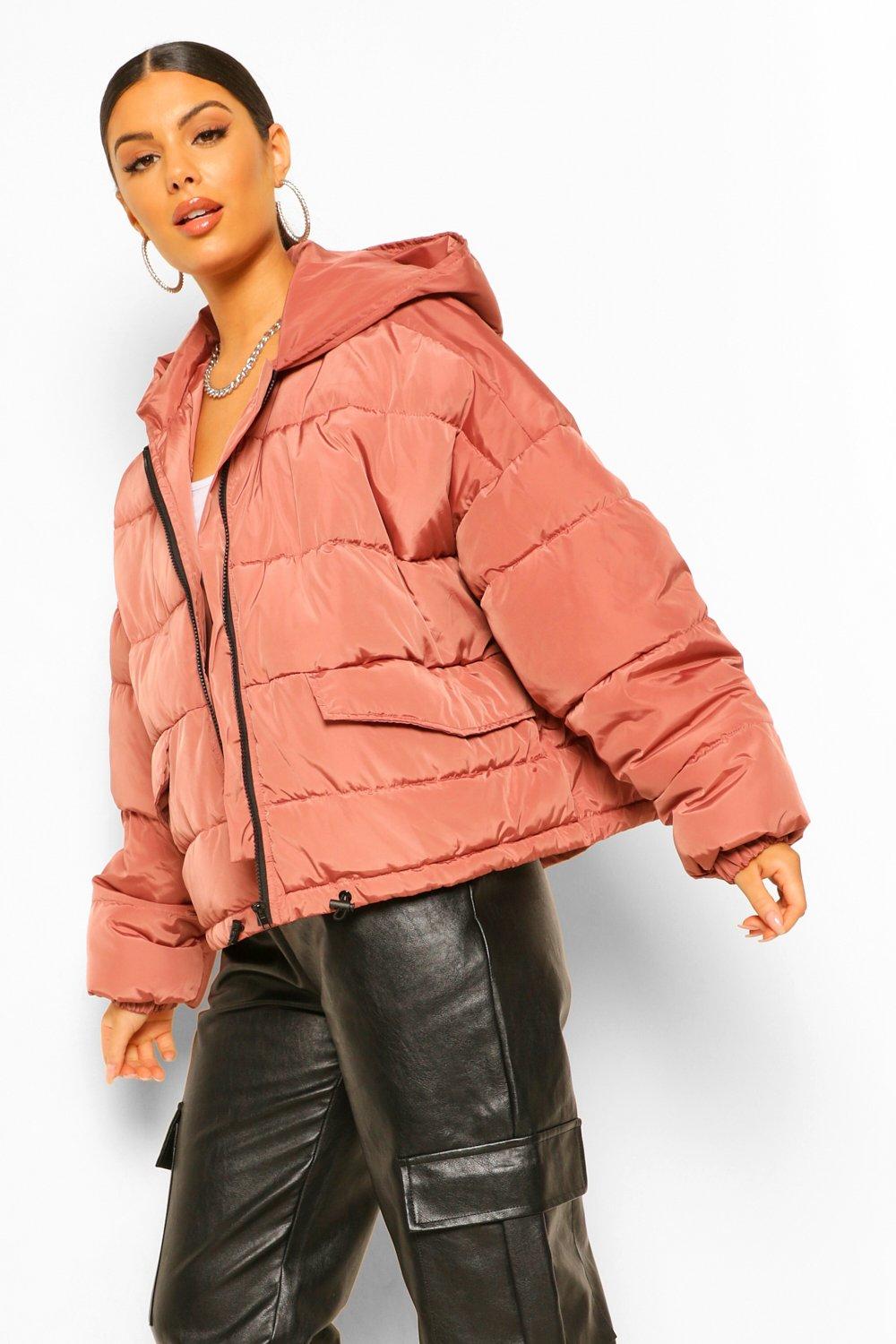 Boohoo oversized hooded online puffer jacket