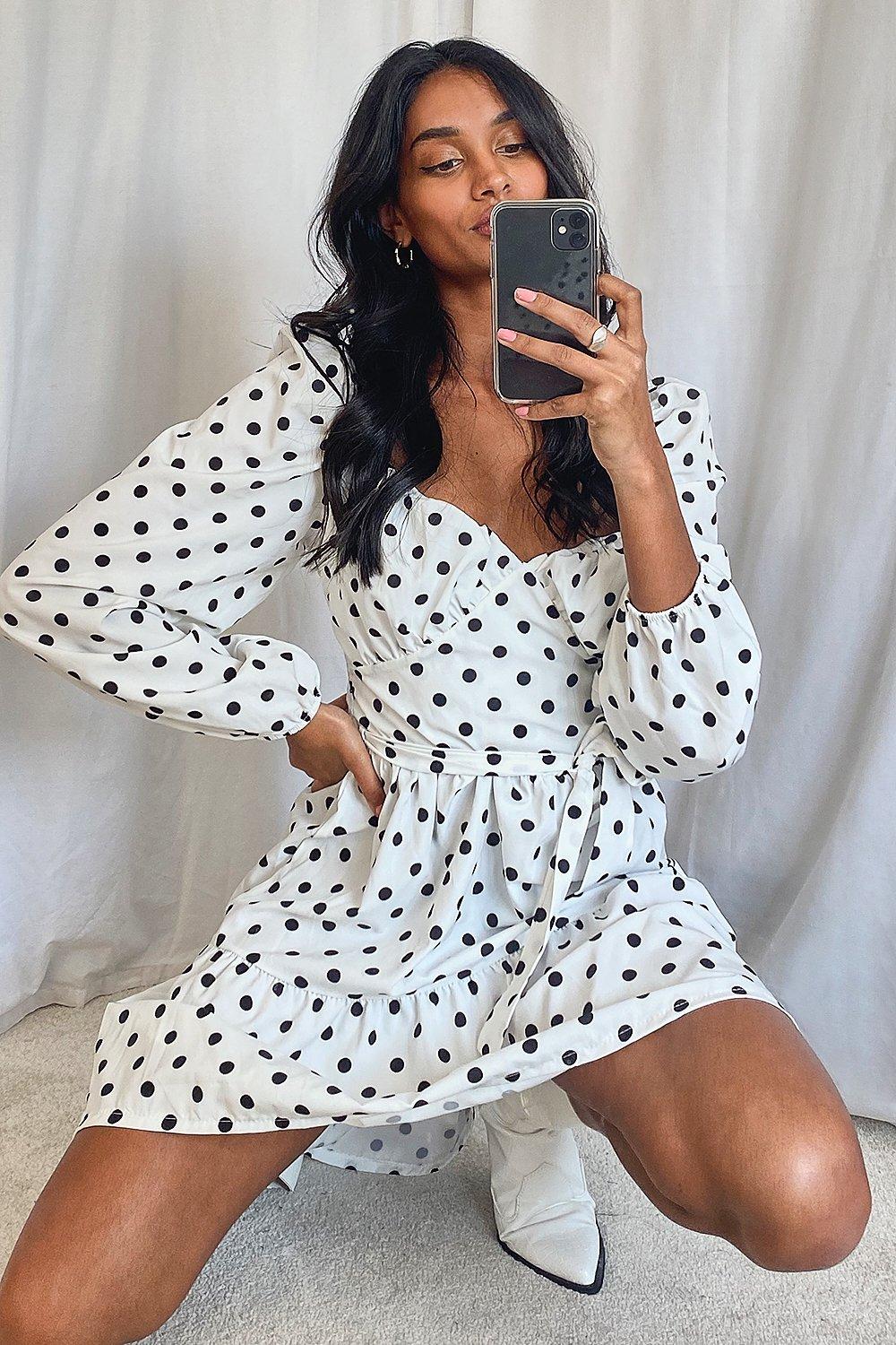 Polka dot skater dress sales