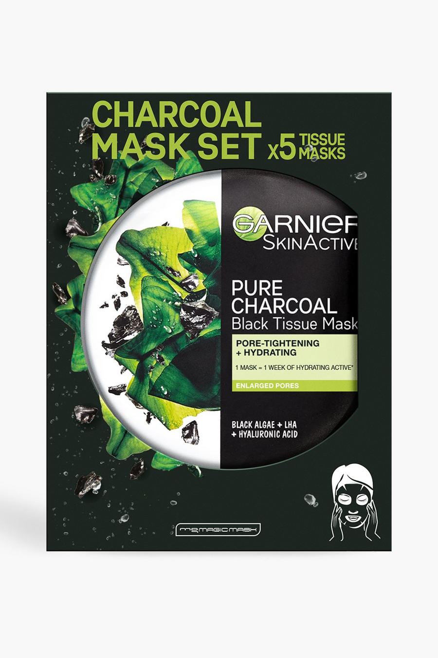 Confezione da 5 maschera per il viso alle alghe e carbone Garnier image number 1