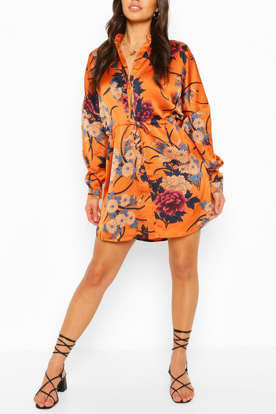 Cinnamon Floral Print Luxe Shirt Dress image number 1
