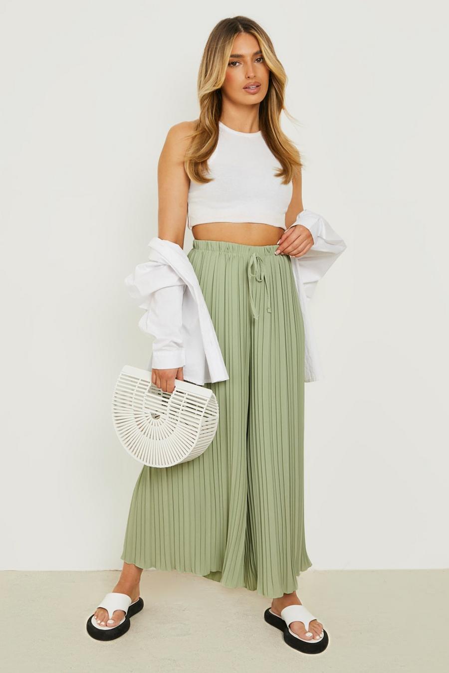 Sage Pleated Longline Woven Trousers image number 1